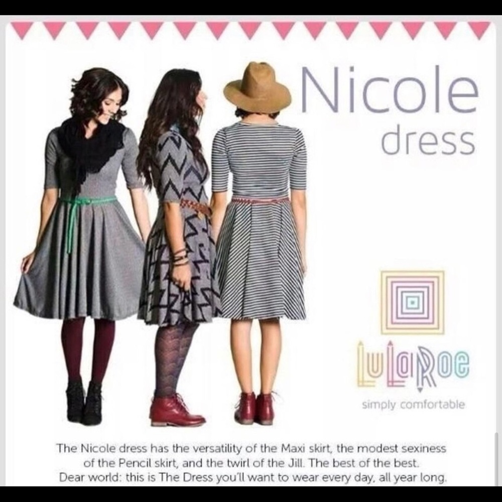 NWT LuLaRoe Black & White Stripe Nicole 2.0 Dress size large with pockets - Picture 6 of 8